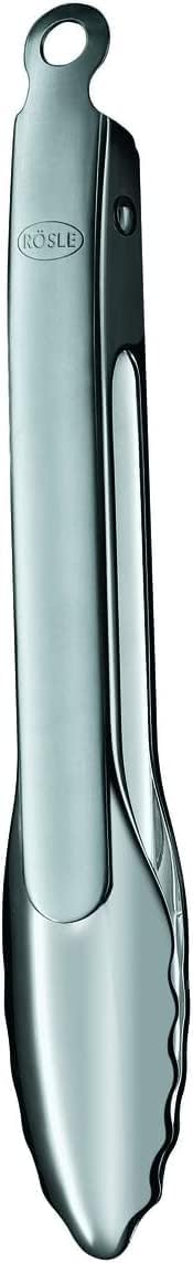 Rösle 12915 Stainless Steel One-Handed Lock & Release Tongs 9 in