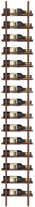 Wine Rack Freestanding Floor, 16 Tier 16 Bottle Capacity Display Holder, Industrial Wine Bottle Storage Shelves, for Any Bar, Wine Cellar, Kitchen, Dining Room (Brown, 1 Column)