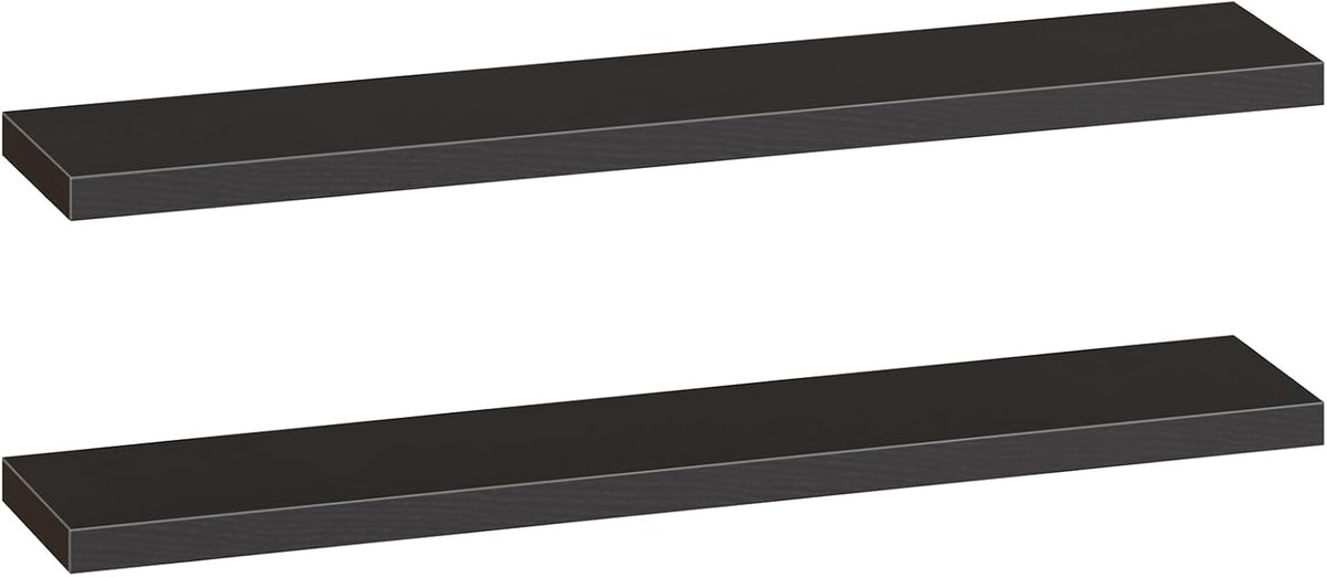 HOOBRO Floating Shelves for Wall, Wall Mounted Shelf Set of 2, 55" Hanging Shelf with Invisible Brackets, for Wall in Bathroom, Bedroom, Toilet, Kitchen, Living Room, Office, Black BK140BJP201