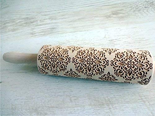 KALEIDOSCOPE Rolling Pin Laser engraved embossing rolling pin Baking tool Engraved kitchen cookies Wooden rolling pin