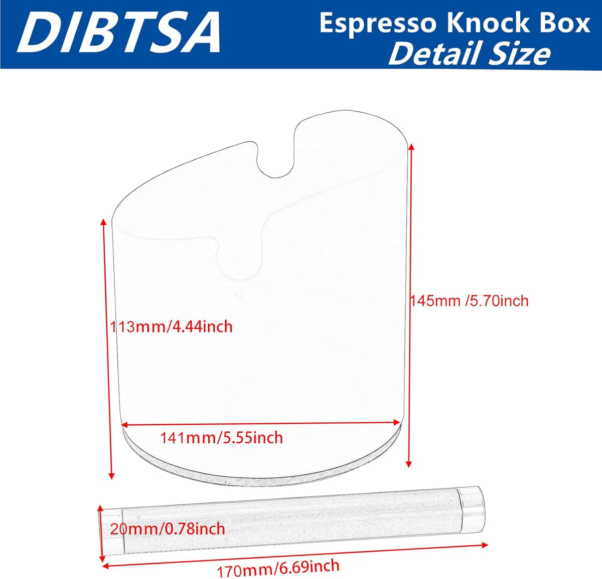 DIBTSA Coffee Knock Box, Espresso Knock Box Stainless Steel Espresso Machine Accessories with Removable Knock Bar and Non-Slip Base Coffee Grounds Container Bin, Large (Silver)