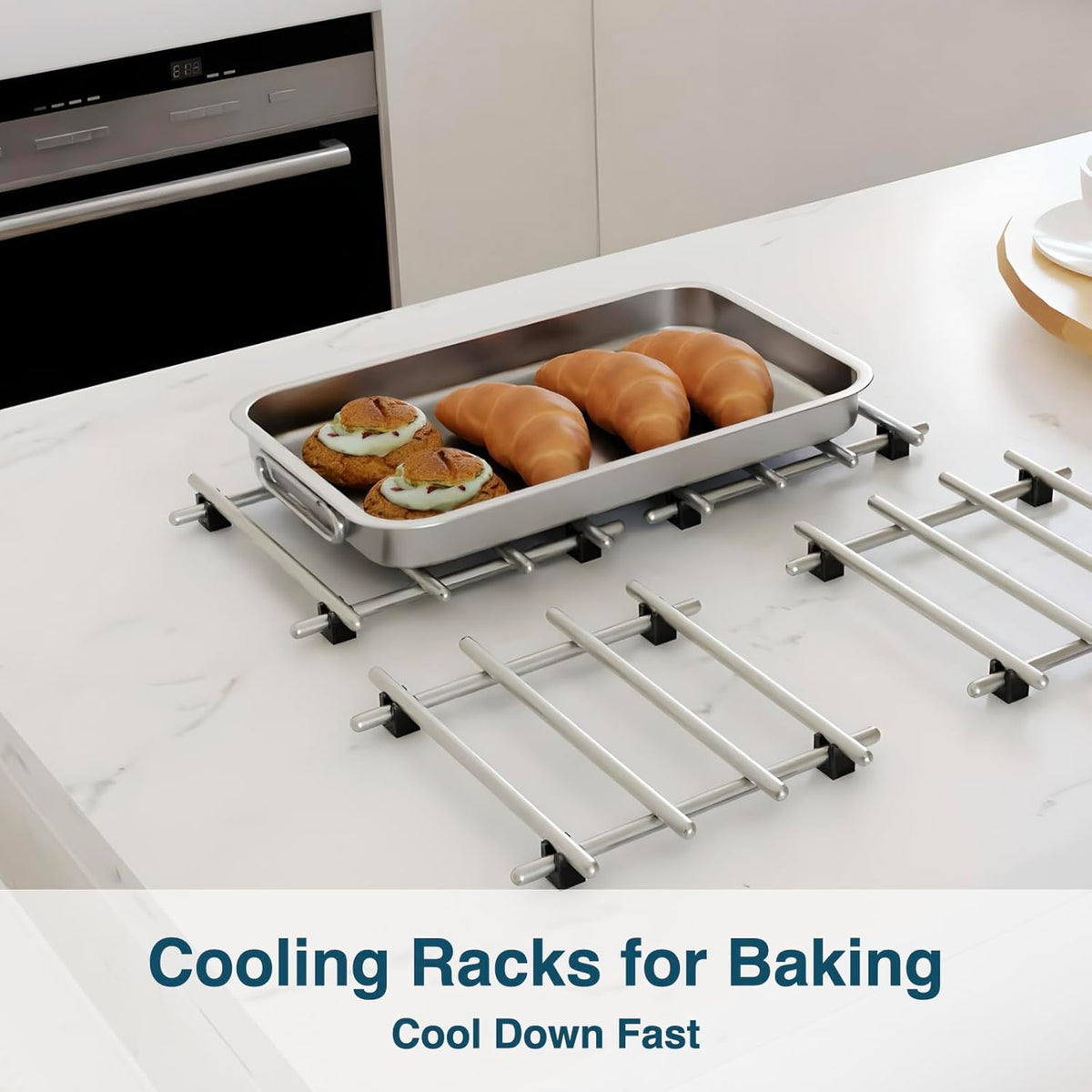 4Pcs Stainless Steel Trivet for Hot Dishes, Lightweight Metal Trivets for Hot Pots and Pans, Metal Cooling Racks, Heat Resistant Mats for Countertop Cooling, Cooking Baking Pans Holder, 7"x7"