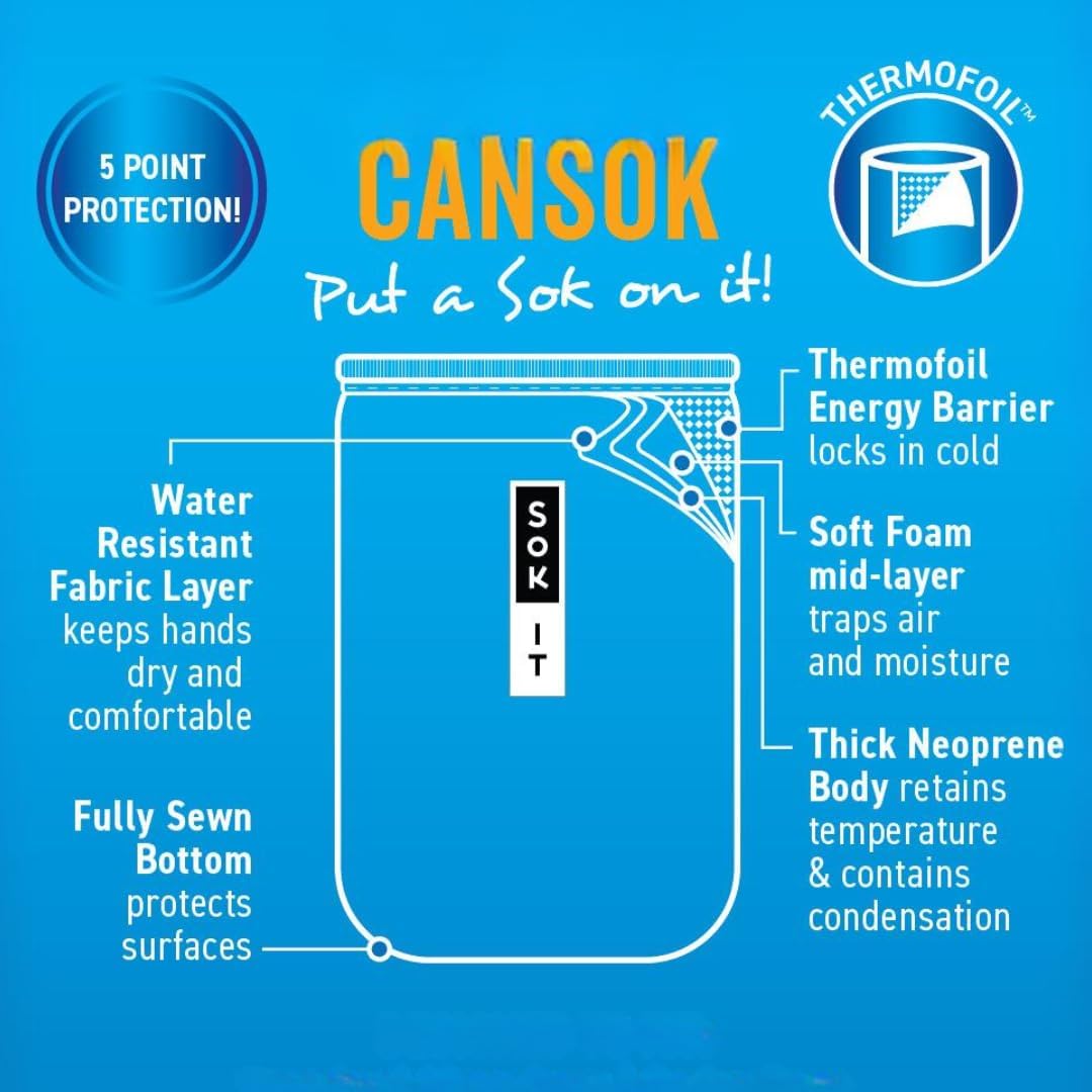 Sok It CanSok Sleeve for Beer & Soda Insulated Neoprene Cover (Green Living, 12oz Slim Can Sleeve)