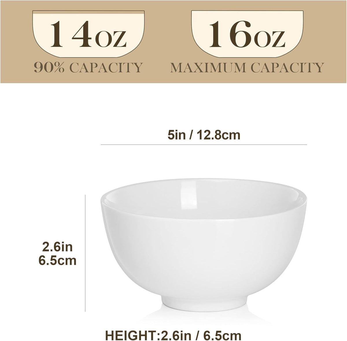 MALACASA Small White Ceramic Bowls Set of 8, 14 OZ Compact Dessert Bowls Rice Bowls Set, Ceramic Bowl for Ice Cream, Soup, Cereal, Side Dishes, Dishwasher & Microwave Safe