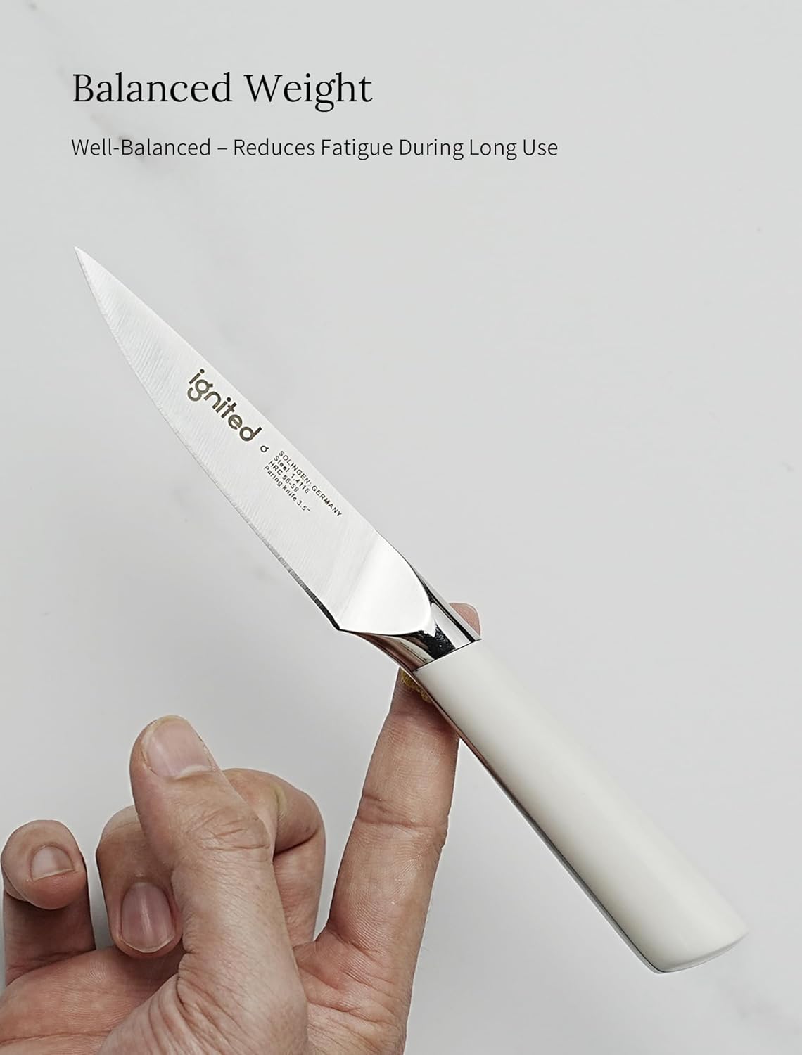 3.5 Inch Paring Knife – German Stainless Steel, Ergonomic Ivory White Handle, Minimalist Small Kitchen Knife for Peeling & Cutting, Ideal Gift for Chefs, Cooks