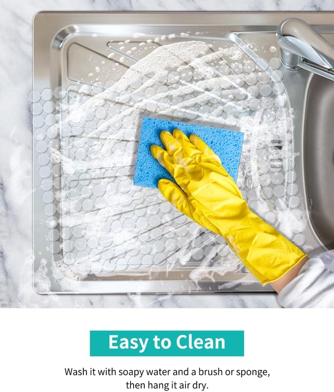 Bligli 2-Pack Kitchen Sink Mat: PVC Adjustable Sink Protector | Sink liner Pad | Dish Drying Mats, Easy to Clean & DIY Cut | 15.7 x 11.8 inch (Clear)