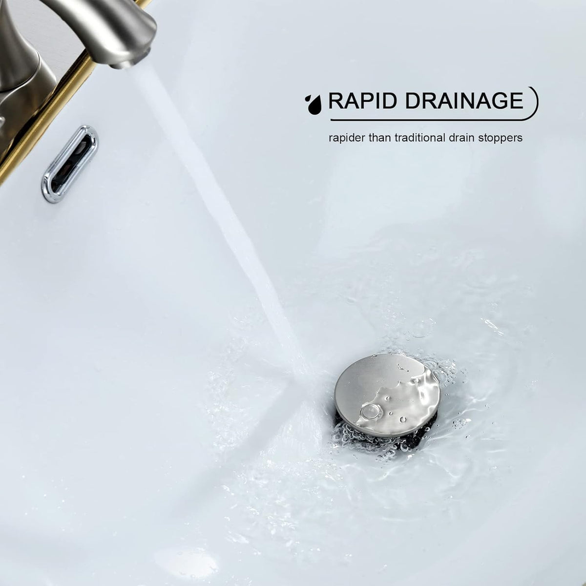 Bathroom Sink Drain, Pop Up Drain Stopper with Overflow, Lavatory Vanity Vessel Sink Drain Assembly, Brushed Nickel