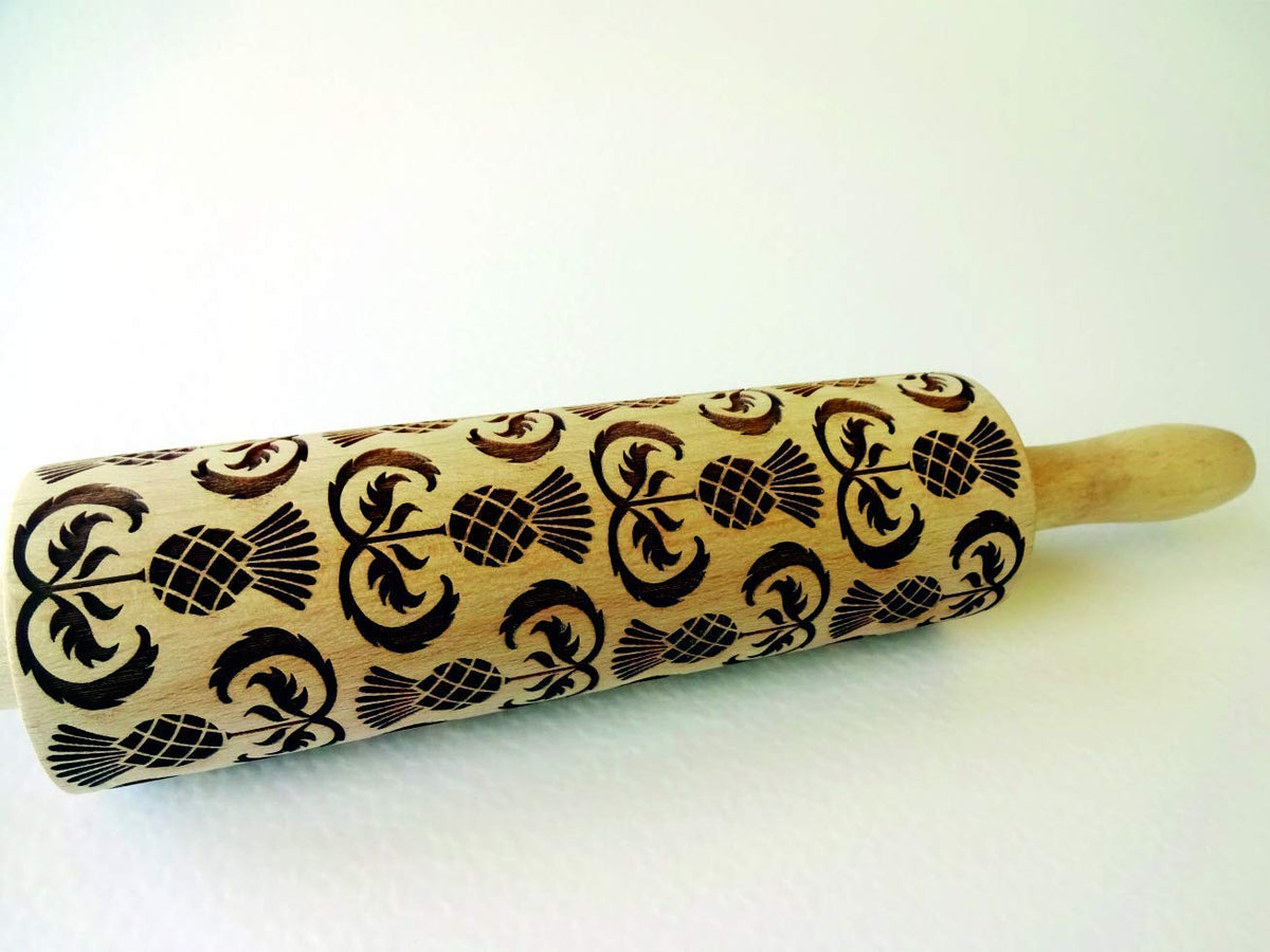 THISTLES Embossing Rolling Pin Laser engraved rolling pin with Thistle flowers Gift for mother friend