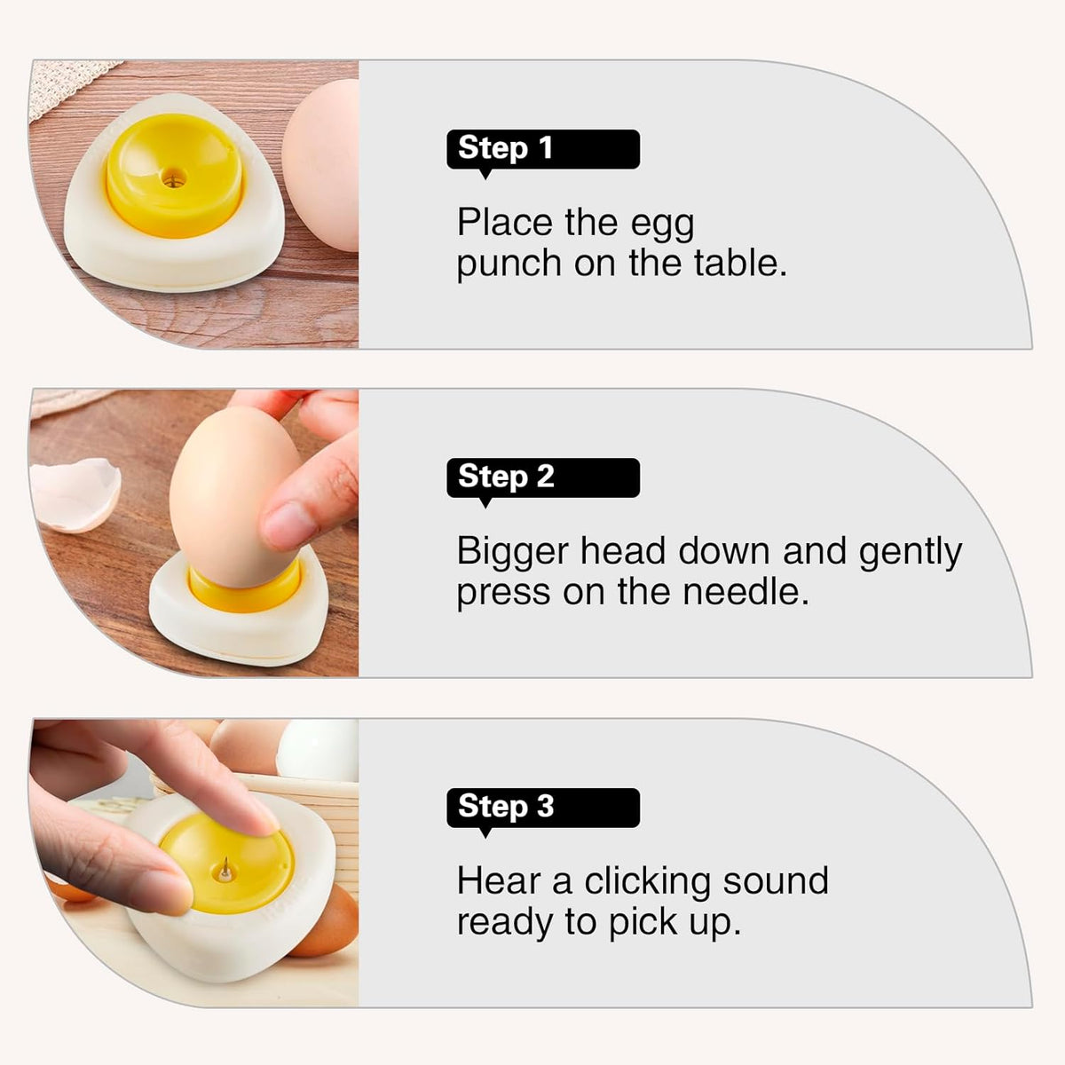 Egg Piercers for Raw Eggs, Egg Hole Poker Egg Separator Tools for Kitchen Gadgets for Hard Boiled Eggs Simple Egg Punchers Piercer with Retractable and Sharp Pin 2 Pack, Yellow, White