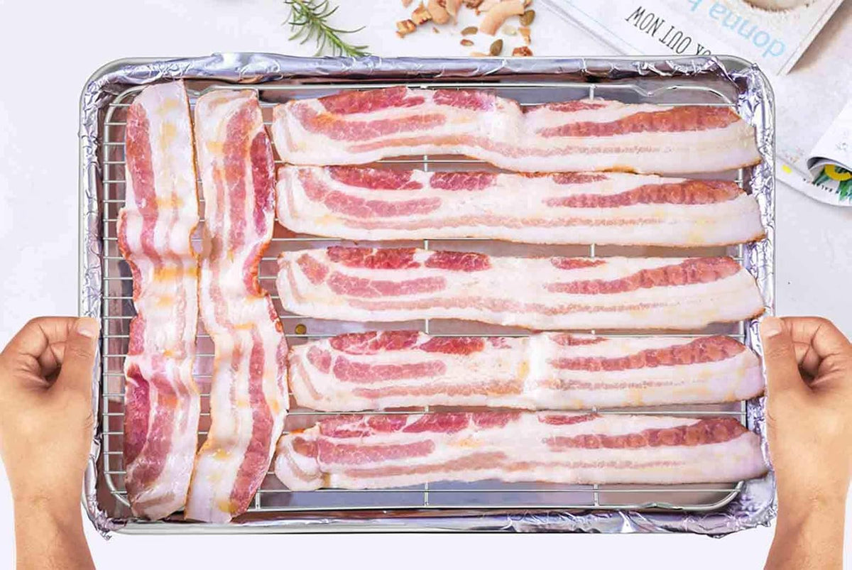 TeamFar Baking Sheet with Rack Set, 20’’ & 16’’ & 12½’’, Stainless Steel Cookie Sheet Baking Pans with Cooling Roasting Racks, Non Toxic & Rust Free, Mirror Finish & Dishwasher Safe - 6 Pieces