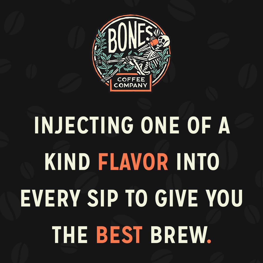 Bones Coffee Company Jacked 'O' Lantern, Pumpkin Spice Flavored Coffee, Medium Roast Low Acid Arabica Beans Compatible with Auto drip and French Press Coffee Maker, 12 Oz Ground