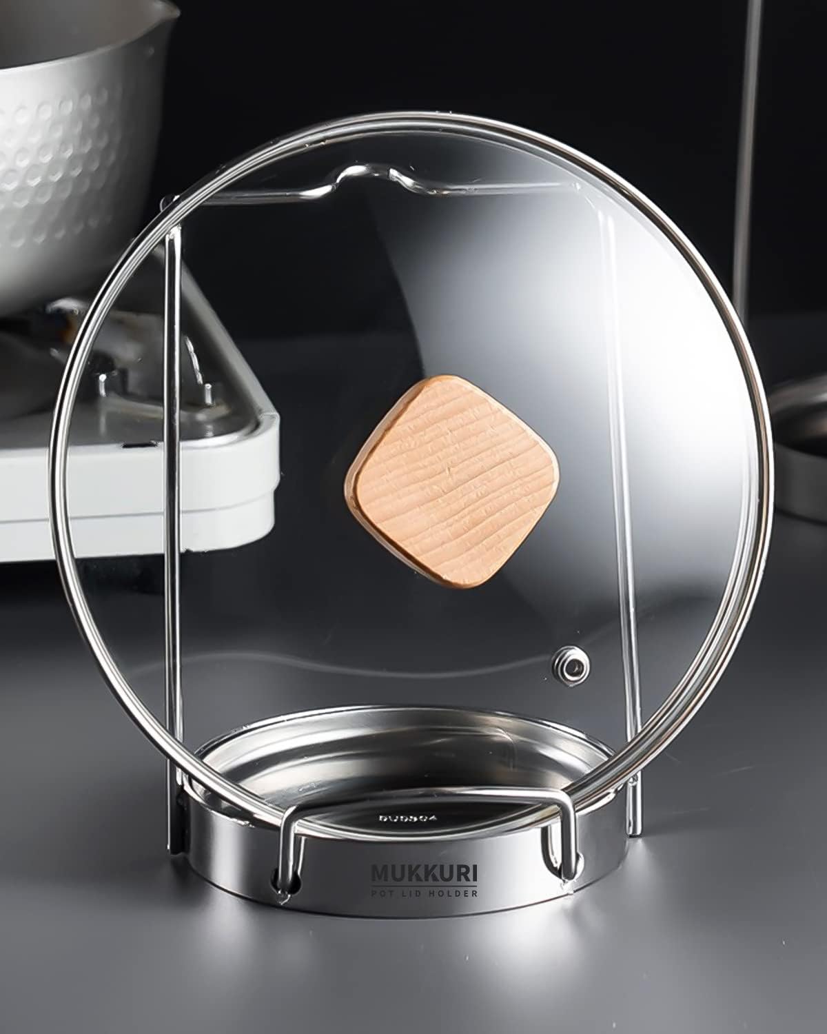 Pot Lid Organizer, Pot Lid Holder 304 Stainless Steel Pot Lid Stand,Lid and Spoon Rest Cutting Board Holder,Pot Lid Rack for Kitchen Utensil(Silver)