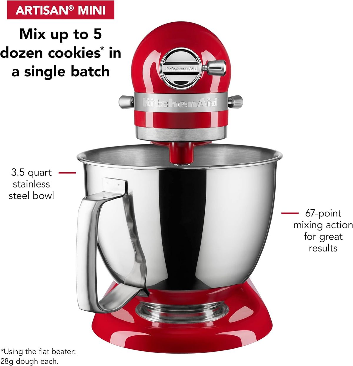 KitchenAid Artisan Mini 3.5 Quart Tilt-Head Stand Mixer - KSM3316X - Empire Red