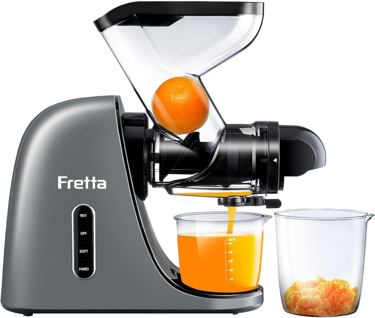 Cold Press Juicer,Juicer Machines Vegetable and Fruit with 3'' Feeding Chute, Masticating Slow Juicer Extractor, Easy to Clean,2 Speed, BPA-Free, 200W (Cool Grey)