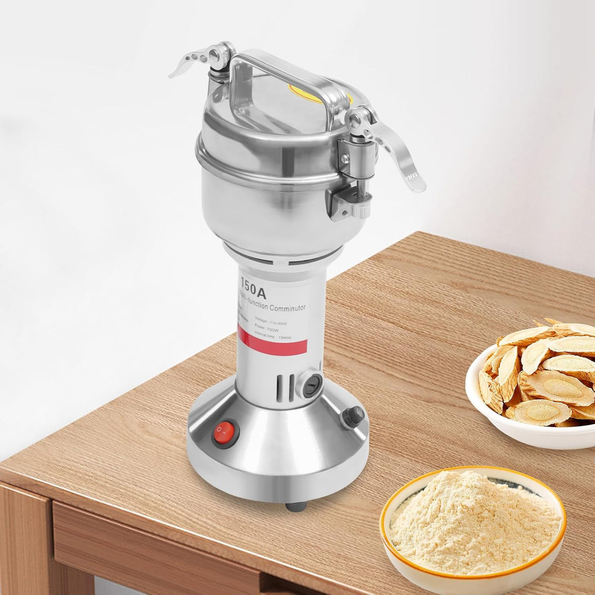 Electric Grain Mill Grinder, 150g/0.33lbs High-speed 28000r/min Food Grinder, 110V 850W Countertop Grain Mill for Dry Spice Herbs Grains Coffee Rice Pepper (150g)