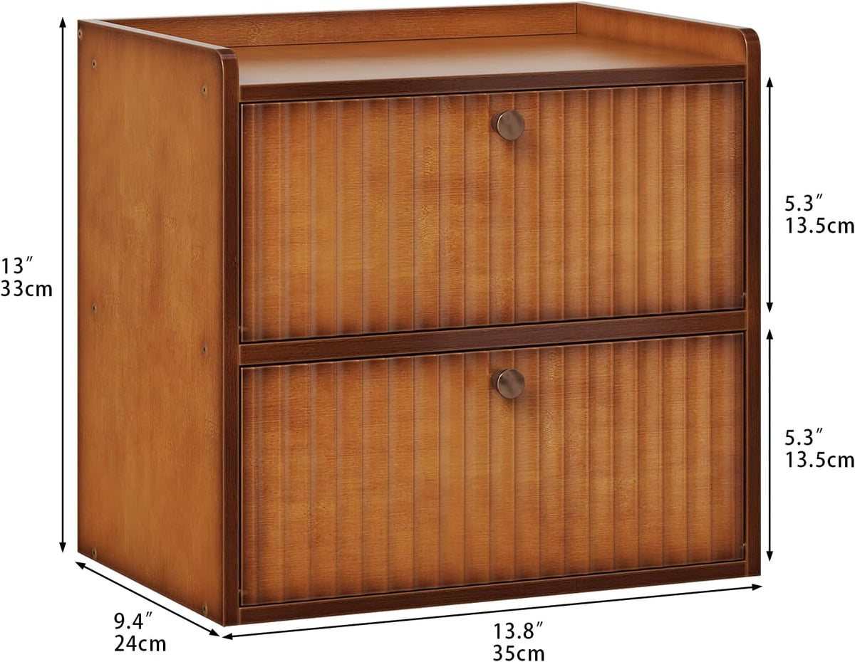 Rustic Bread Box for Kitchen Countertop Bamboo Bread Storage Container Bin Double Layer BreadBox Farmhouse Large Capacity Food Organizer (Brown)