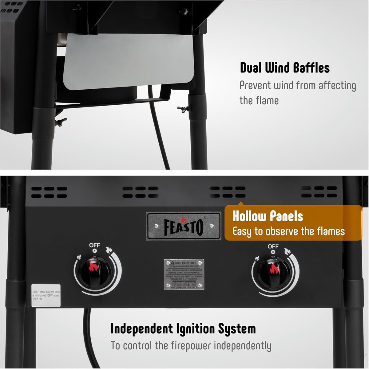 Outdoor Propane Deep Fryer,Dual Tank with Dual Independent Cast Iron Burners and Thermometers,Removable Fryer Pot,Baskets & Lids, Movable Propane Fryer Cart with Regulathor,50000 BTU