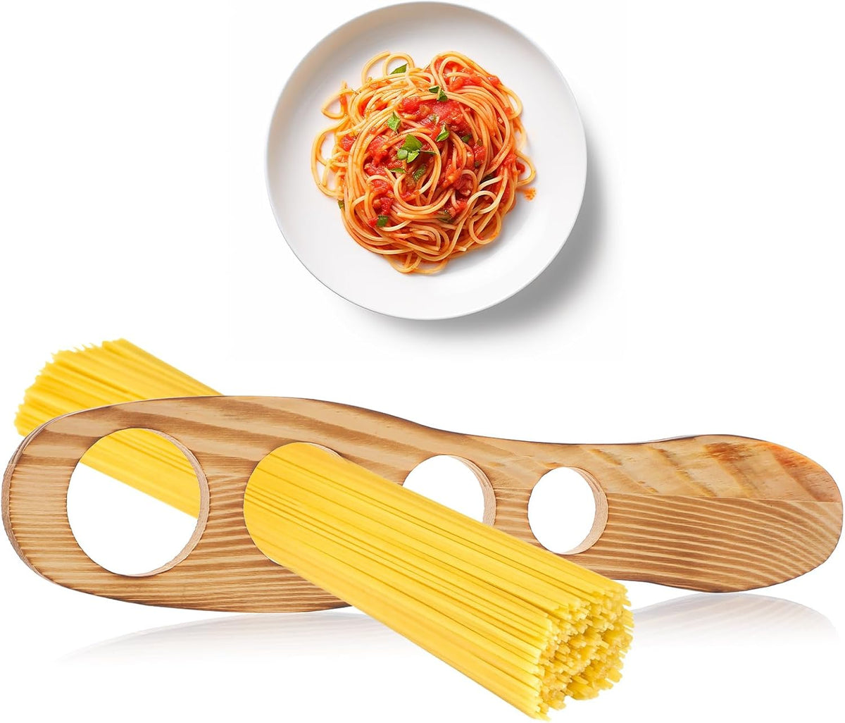 Spaghetti Measurer Tool, Wood Pasta Measuring Tool with 4 Holes, Quick Spaghetti Measuring Tools for Kitchen Cooking, Kitchen Accessories (9.96 X 2.36 Inch)