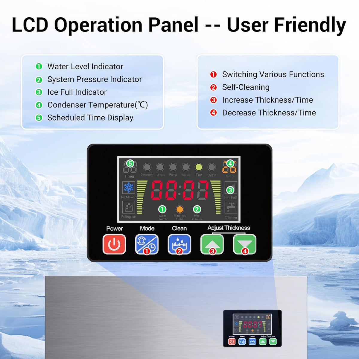 500LBS/24H Commercial Ice Machine Maker, 320LBS Capacity Large Industrial Ice Maker, Clear Ice Cubes Ready in 5-15min, Micron Water Purification Filter 99% impurities, for Cafe, Bar
