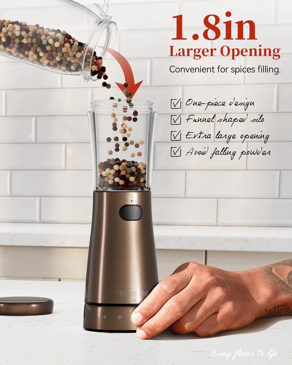 Electric Salt and Pepper Grinder Set with Storage Base, Stainless Steel Rechargeable Salt and Pepper Grinder Set with 4.5 oz Large Capacity, 1.8" Wide Mouth, Adjustable Coarseness, Ideal for Kitchen
