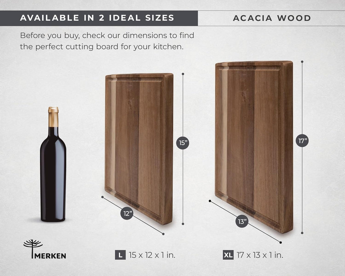 Premium Acacia Wood Cutting Board – Large End Grain Butcher Block – Reversible Chopping Board with Juice Groove – For Pizza, Meat, Veggies, Charcuterie – Knife Friendly Kitchen Decor