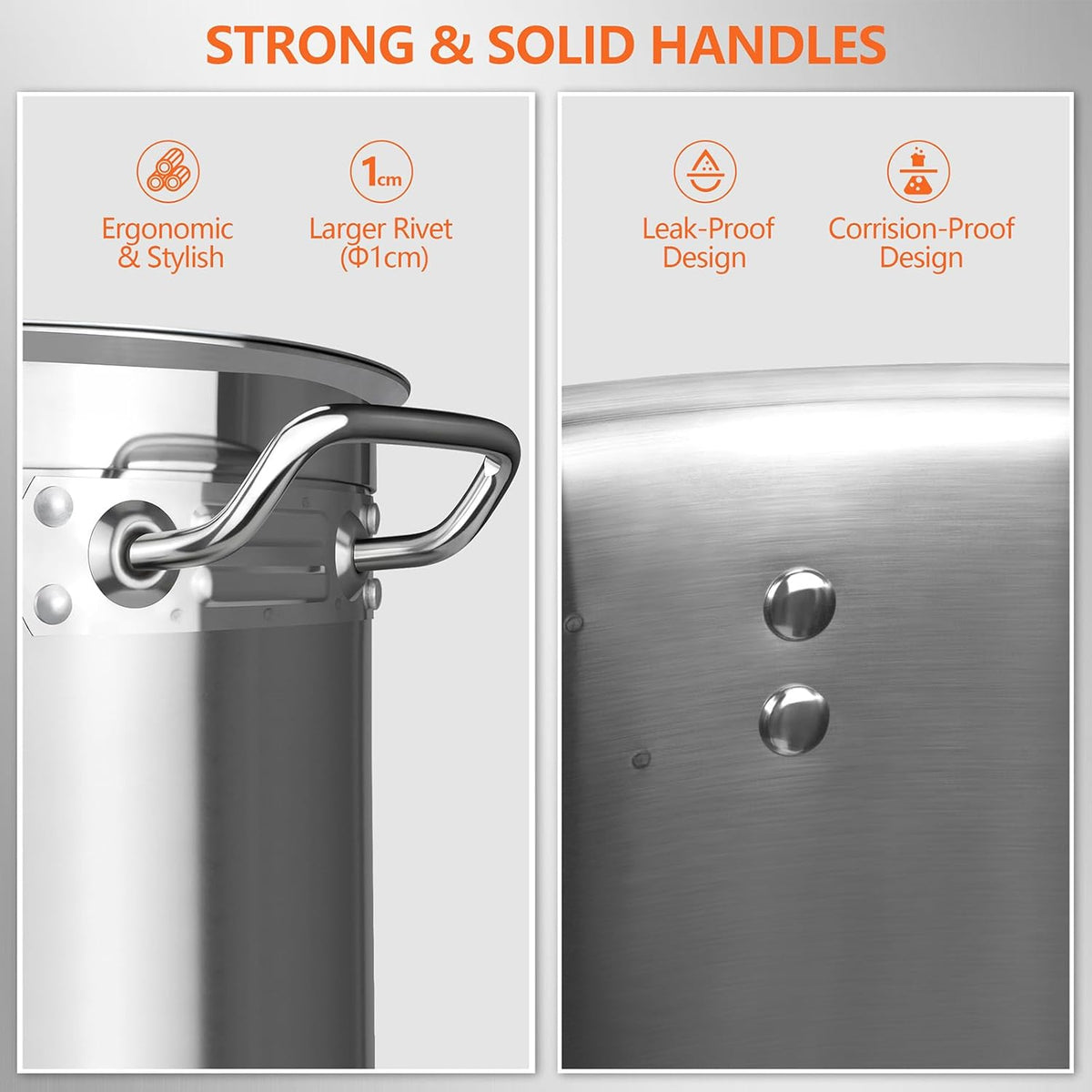 Stock Pot 20 Quart - Stainless Steel Stock Pot with Lid – Heavy-Duty Cooking Pot for Soup, Stew, Pasta – Commercial & Home Use, Induction Compatible - 5 Gallon