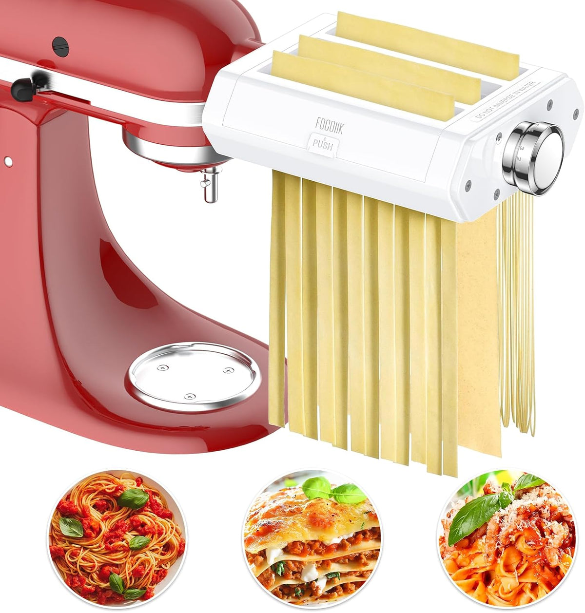 Pasta Attachment for Kitchenaid Stand Mixer, 3 in 1 set for Kitchenaid Pasta Attachment,Included Pasta Sheet Roller, Fettuccine Cutter, Spaghetti Cutter