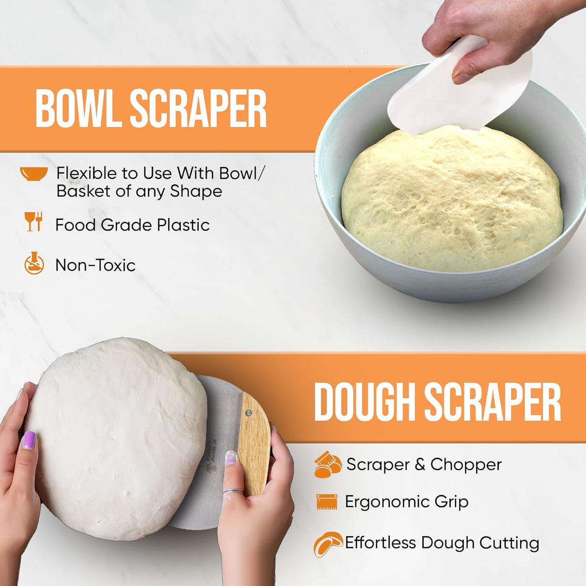 Trailblaze Banneton Bread Proofing Basket Set – Complete Sourdough Bread Baking Supplies – Sourdough Starter Kit – Sourdough Proofing Basket Gift for Bakers - Bread Baskets (9" Round & 10" Oval)