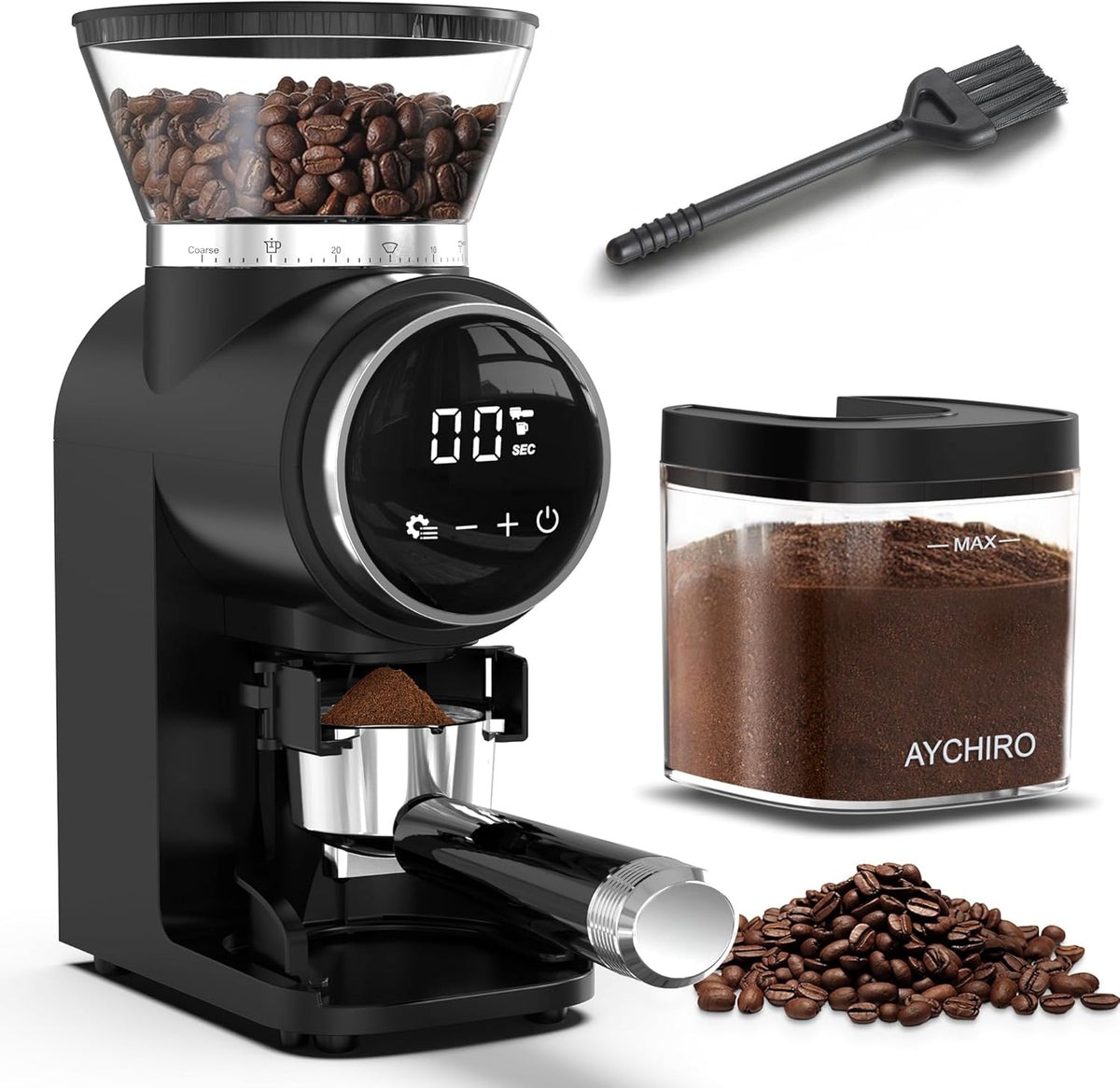 Conical Burr Coffee Grinder, Coffee Beans Grinder with 30 Grinding Settings, Automatic Burr Mill Grinder for Home Use, Touchscreen, 2-12 Cups