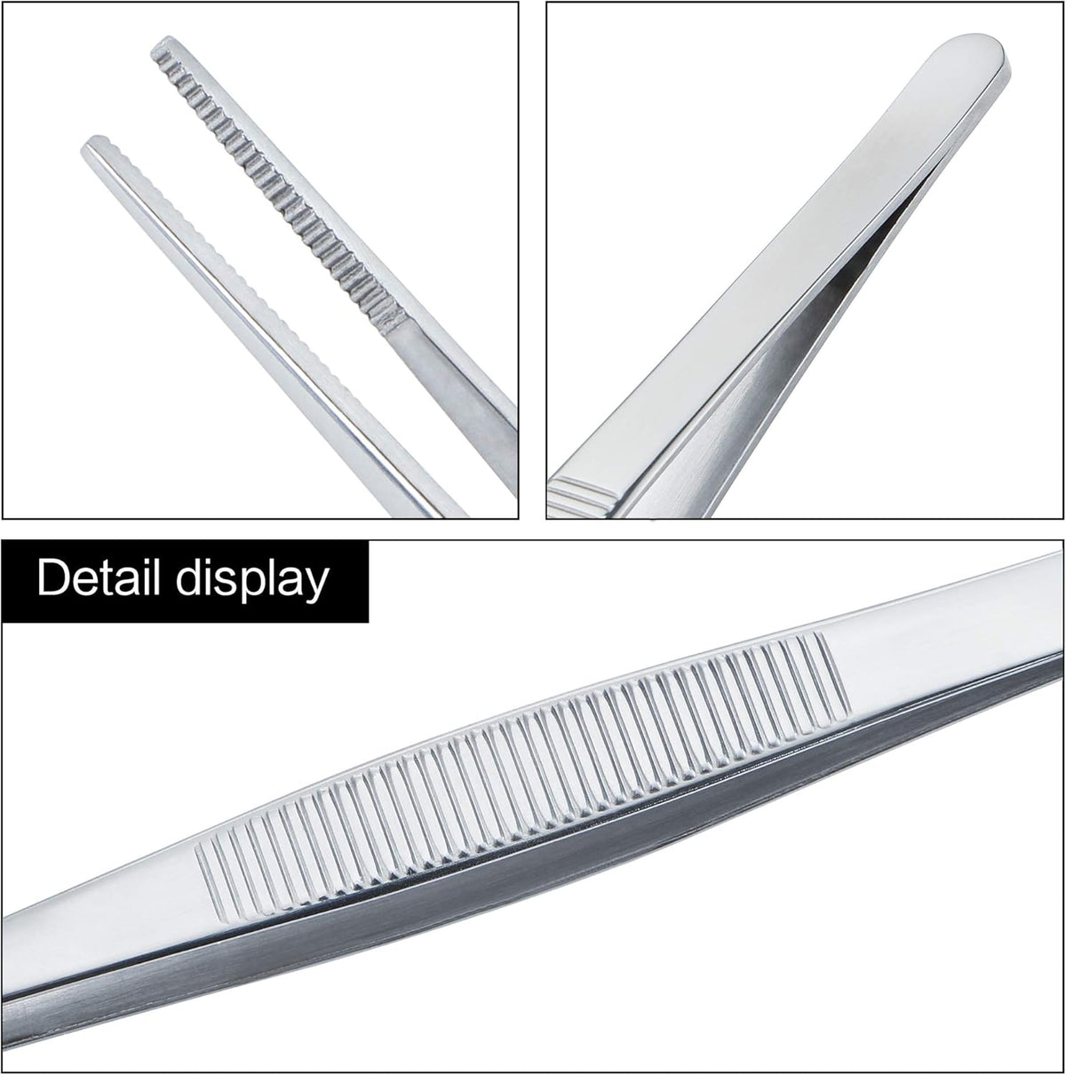 6.5 Inch Kitchen Tweezers Fine Tweezer Tongs, MSY BIGSUNNY Stainless Steel Food Tweezers Multi-function Cooking Tongs Kitchen Serving Tong