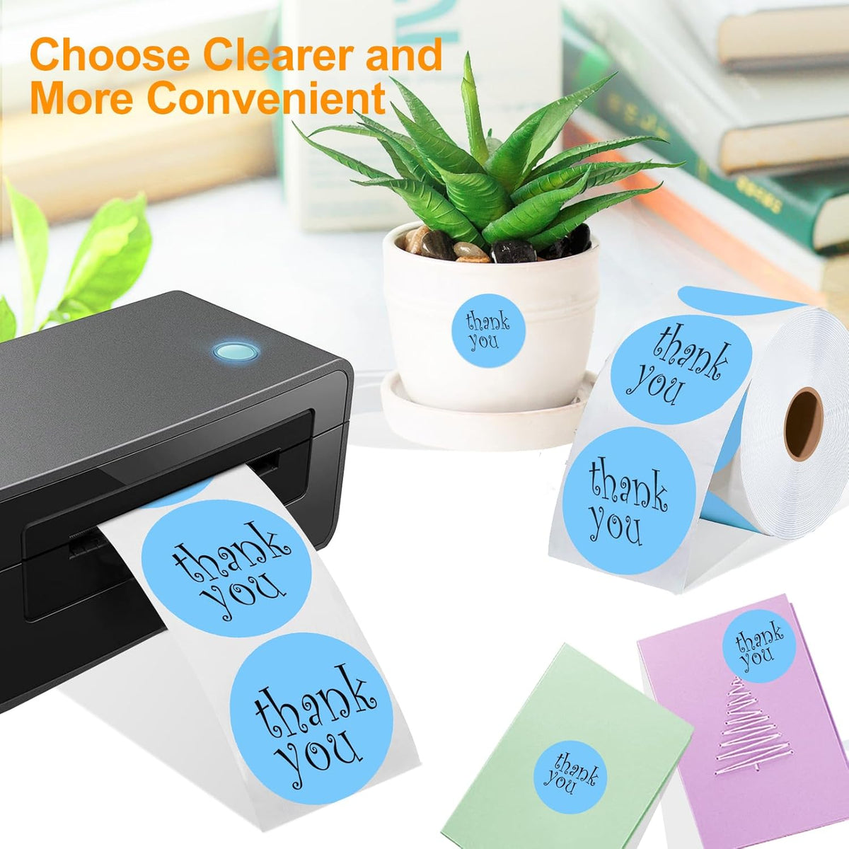 2 Inch Circle Thermal Sticker Labels, 2" Self-Adhesive Round Thermal Stickers for Business-750 Labels/1 Roll (Blue)