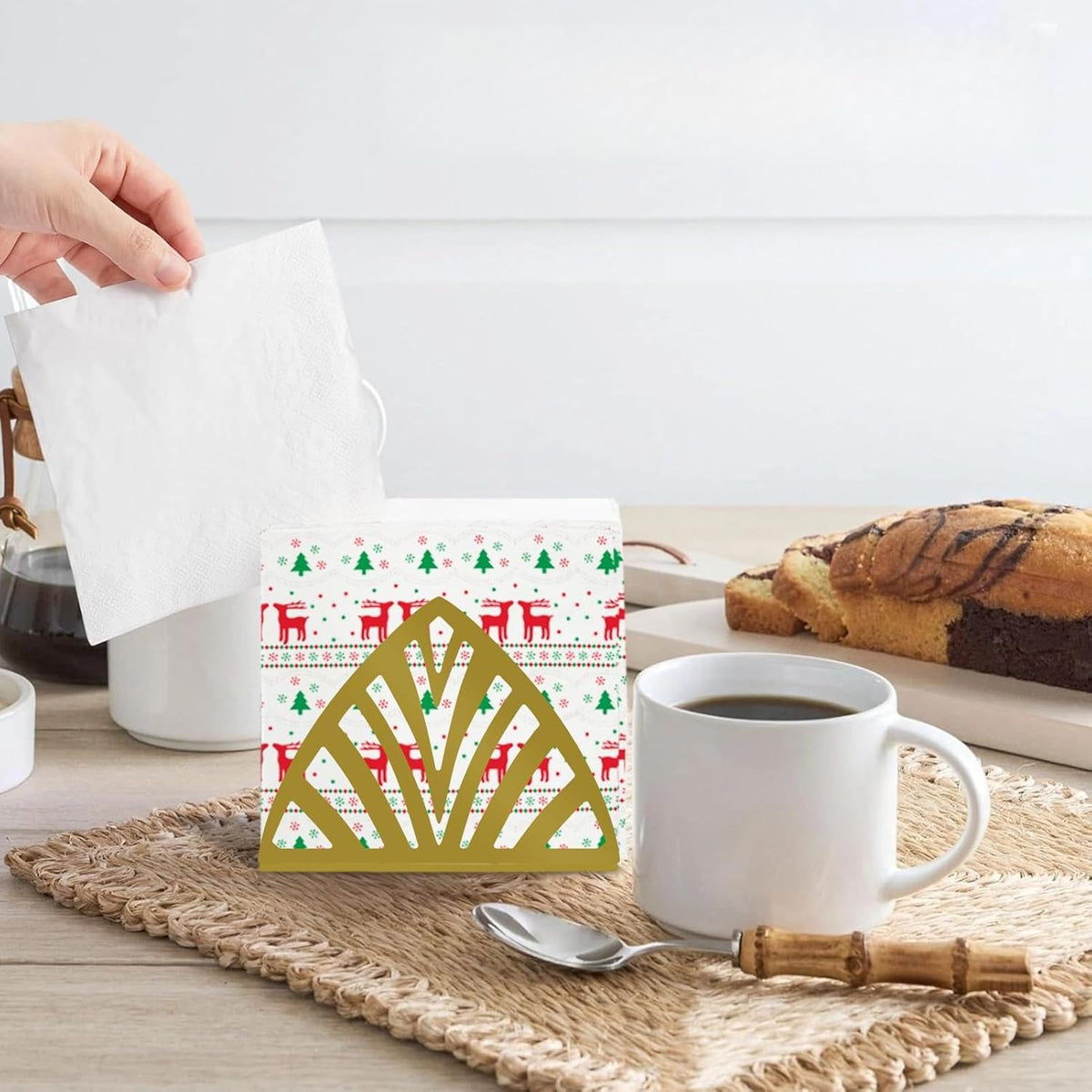 Resama Coffee Filter Paper Holder - Stylish Organizer with Leaf Texture for Kitchen, Cafe, and Office - Decorative Storage Container in Gold - Perfect for Home, Dining Room, and Outdoor Use