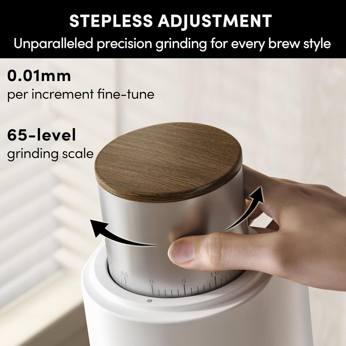 Burr Coffee Grinder,Wirsh Electric Single Dose Coffee Grinder Geimori GU38 with 38mm 6-Core Conical Burr,Stepless Adjustment for Drip,French Press,Cold Grind Settings from Fine to Coarse