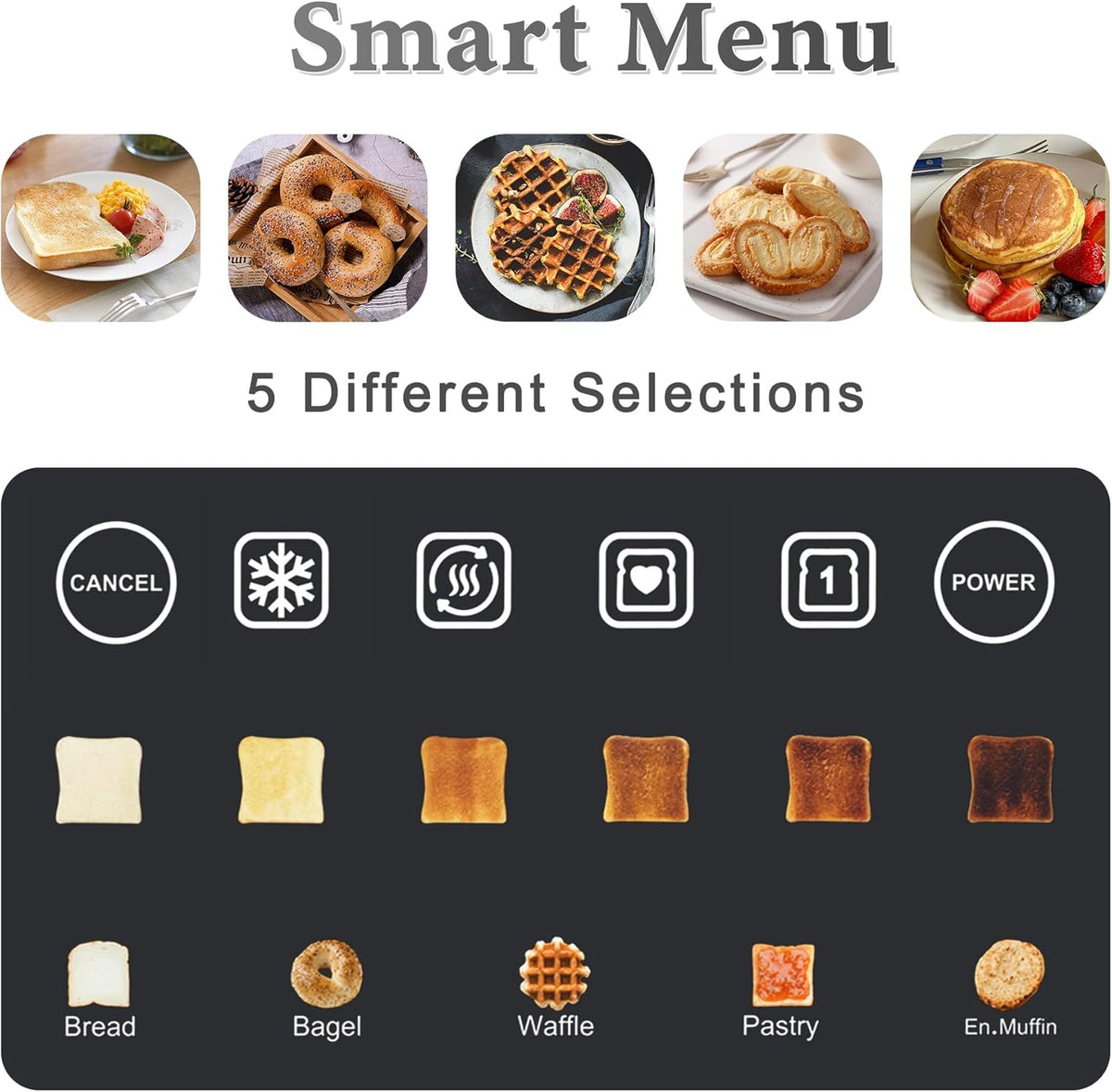 Long Slot Toaster 4 Slice, Touch Screen LED Display, 1.5” Extra Wide Slots for Thick Bread & Bagels, Countdown Timer, Memory Function, Dual Independent Control, 6 Shade Settings, Stainless Steel