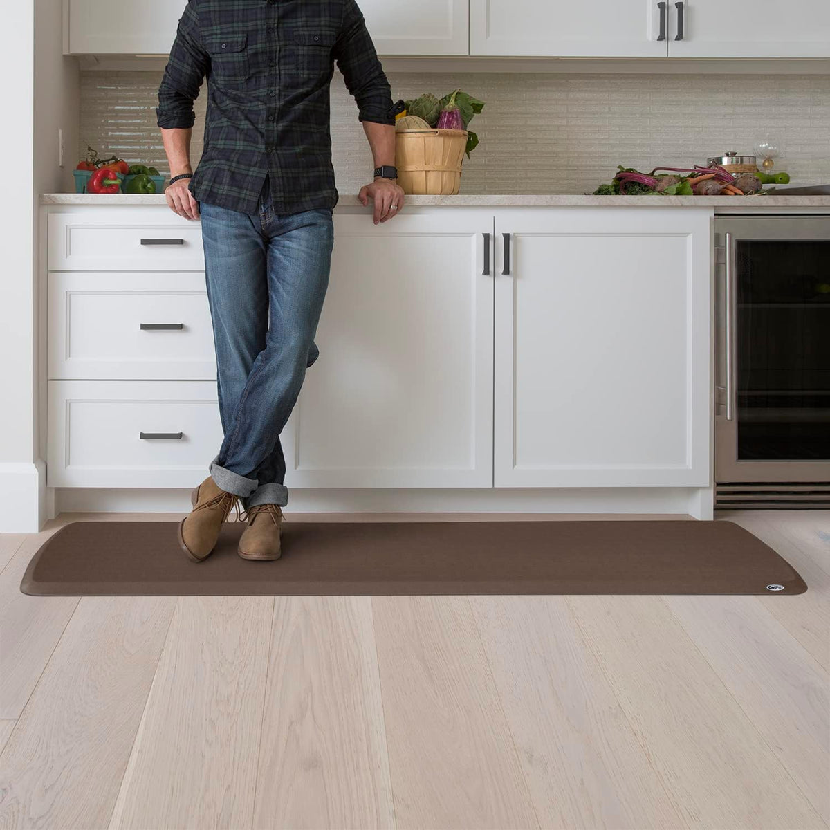 GelPro Elite Premier Anti-Fatigue Kitchen Comfort Floor Mat, 20x72”, Linen Truffle Stain Resistant Surface with Therapeutic Gel and Energy-Return Foam for Health and Wellness