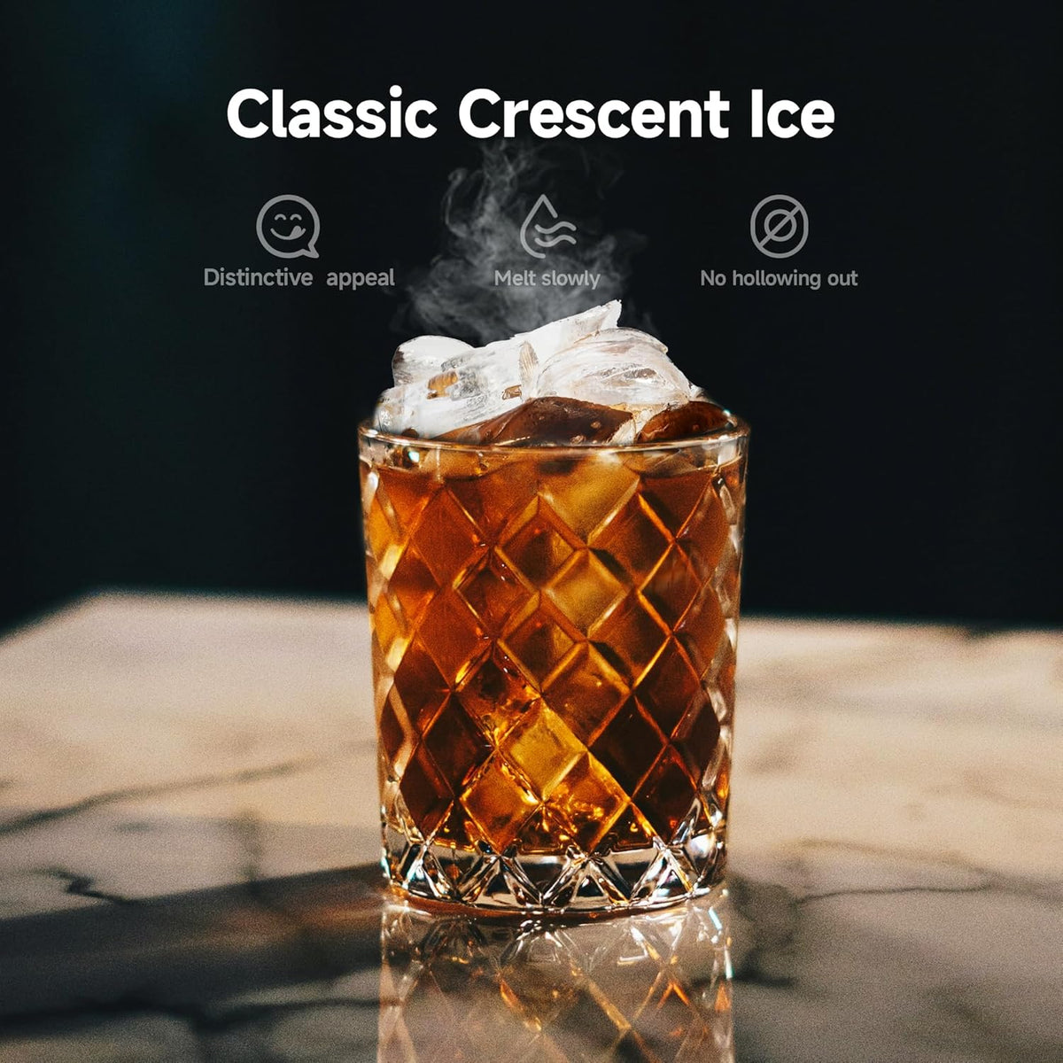 EUHOMY Commercial Ice Maker Machine,Moon-Shaped Ice,100lbs/24H Stainless Steel Under Counter Ice Machine with 33lbs Storage Bin, Freestanding Crescent Ice Maker for Home/Bar/Cafe/Restaurant