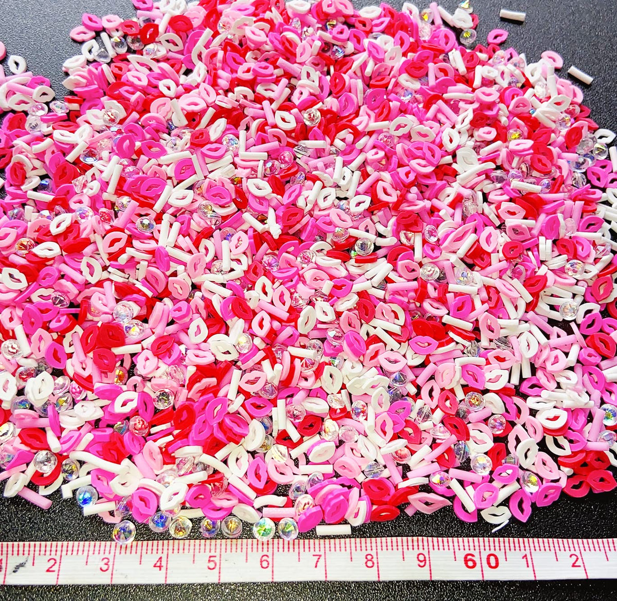 EHOPE Fake Sprinkles Resin Sprinkles Fake Candy Sprinkles Clay Sprinkles Polymer Sprinkles Polymer Clay Slices for Nail Art DIY Crafts Cake Phone Case(40G-Sugar granules+Lips-17)