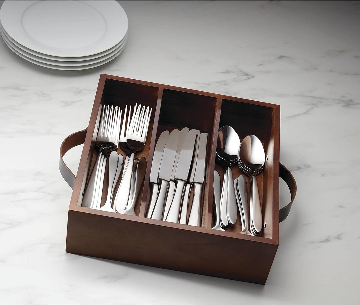 Oneida Mooncrest 30Pc Flatware Set + Caddy, Metallic, 30 Count