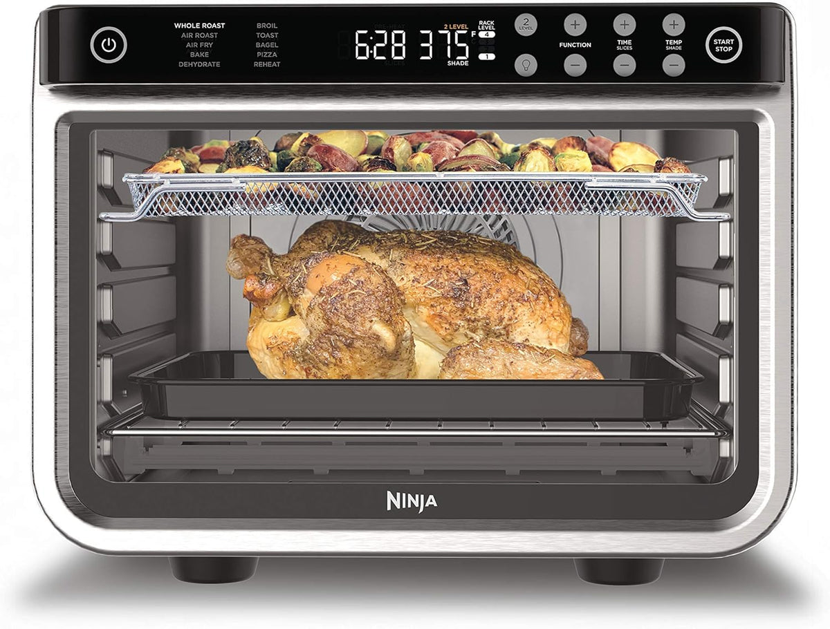 NINJA DT201 Foodi 10-in-1 XL Pro Air Fry Digital Countertop Convection Toaster Oven with Dehydrate and Reheat, 1800 Watts, Stainless Steel Finish (Renewed)