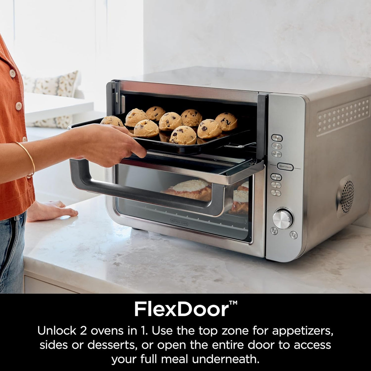Ninja Air Fryer & Toaster Oven | Double Stack XL | Countertop Oven | 12-in-1 Fits 4.5lb Chicken & 6lbs of Wings | SmartFinish Cook 2 Different Meals at the Same Time | Stainless Steel | DCT601