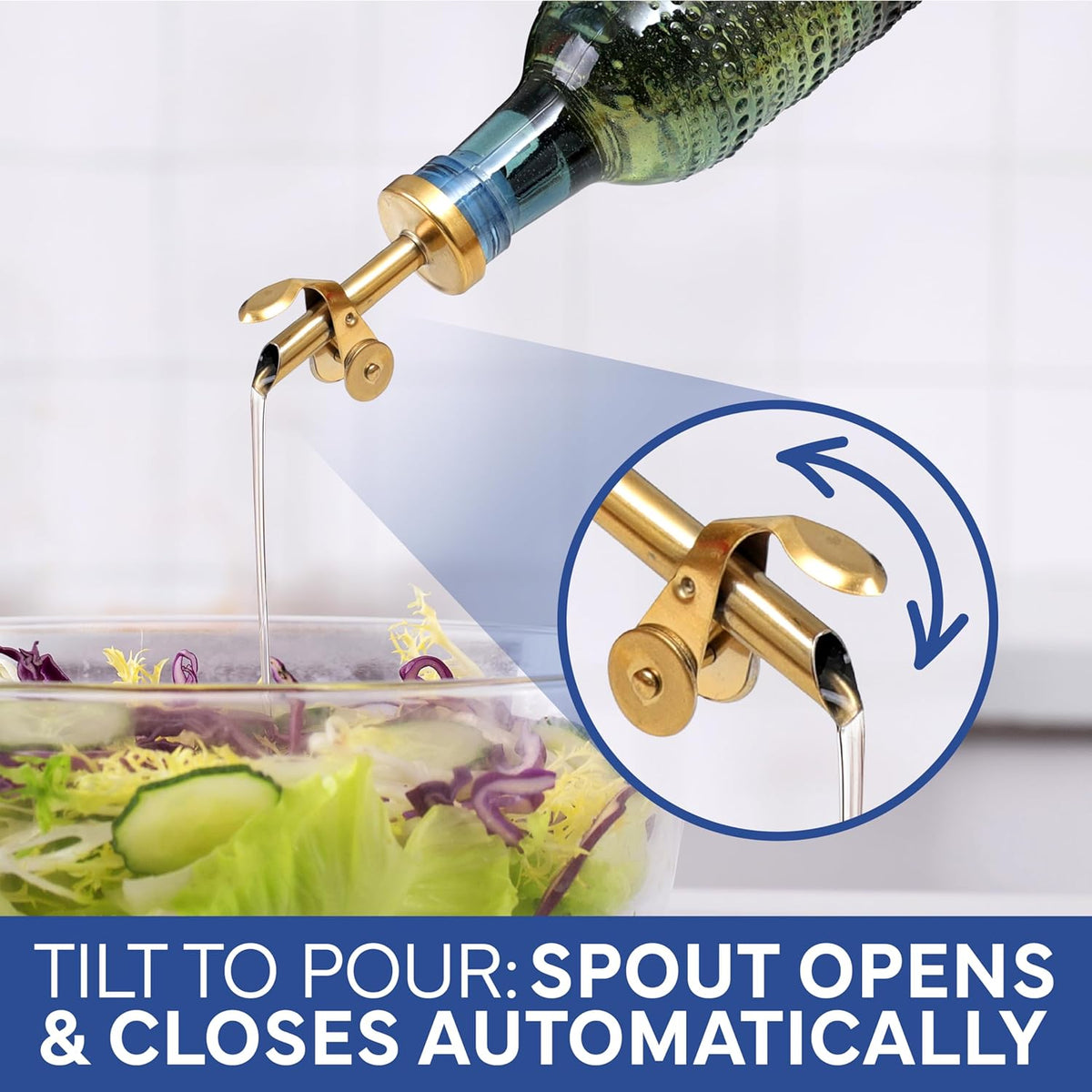 COOK WITH COLOR Glass Olive Oil Bottle Dispenser - 2 Pack- 17oz Oil and Vinegar Cruet - Olive Oil Carafe Decanter for Kitchen