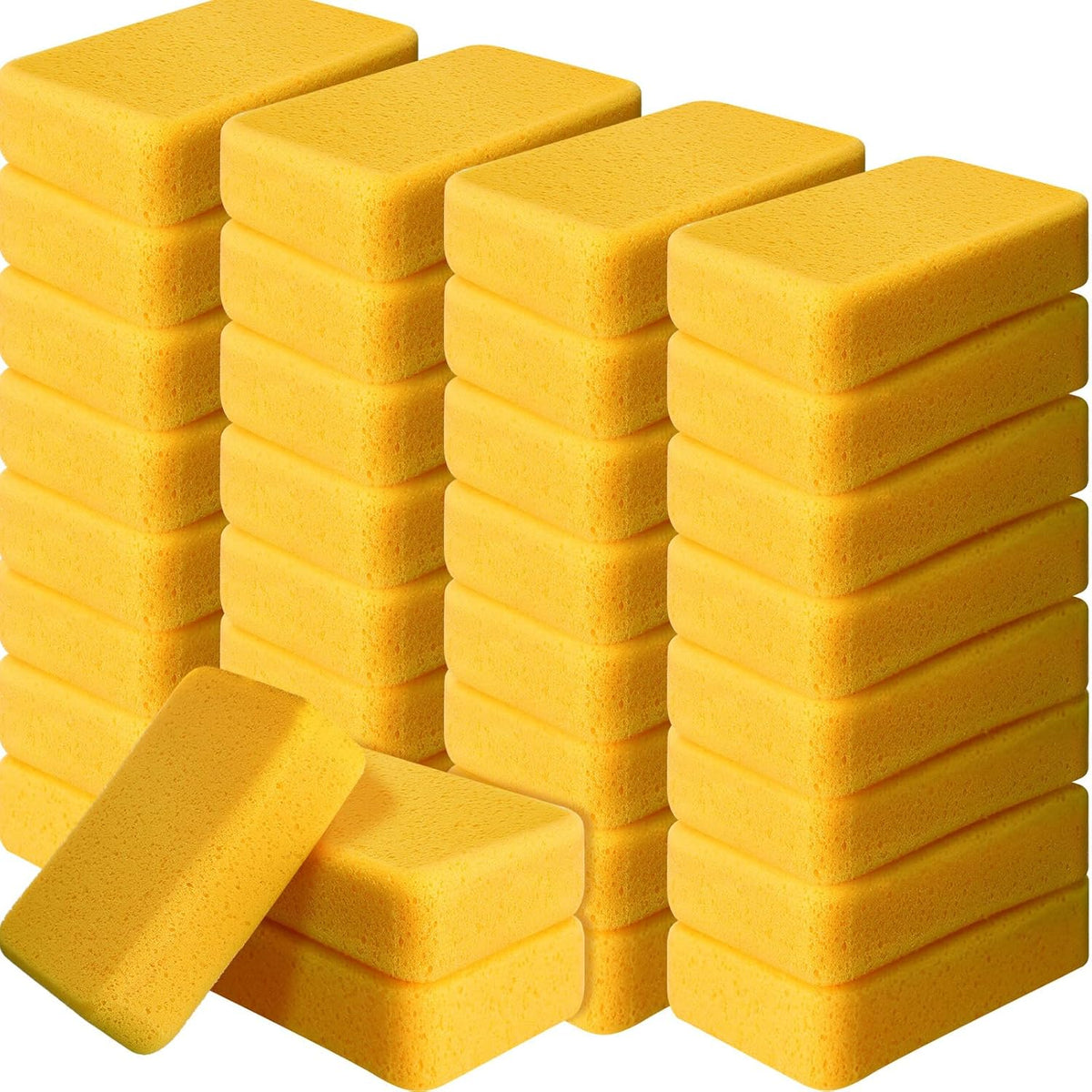 Tioncy 36 Pcs Large Sponges Bulk 7.5 x 5.5 x 1.9 Inch Grouting Car Wash Foam Cleaning and Washing Sponge Commercial Foam Large All Purpose for Cleaning Dishes Car Tile Bike (Yellow)