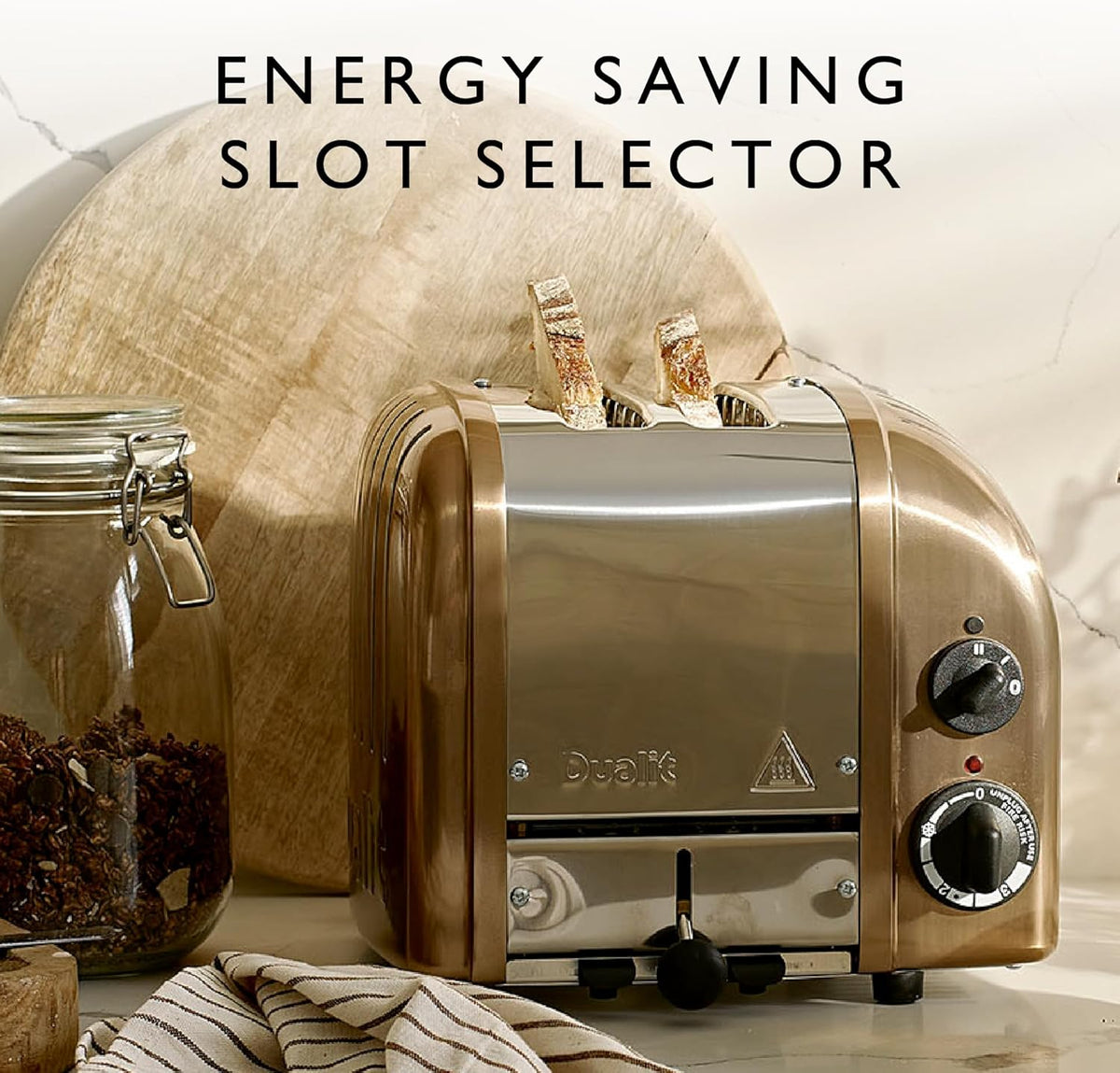 Dualit Classic 2 Slice NewGen Toaster - Stainless Steel - Hand Built in the UK - Replaceable ProHeat elements - Defrost Bread - Mechanical Timer - Copper Classic Toaster
