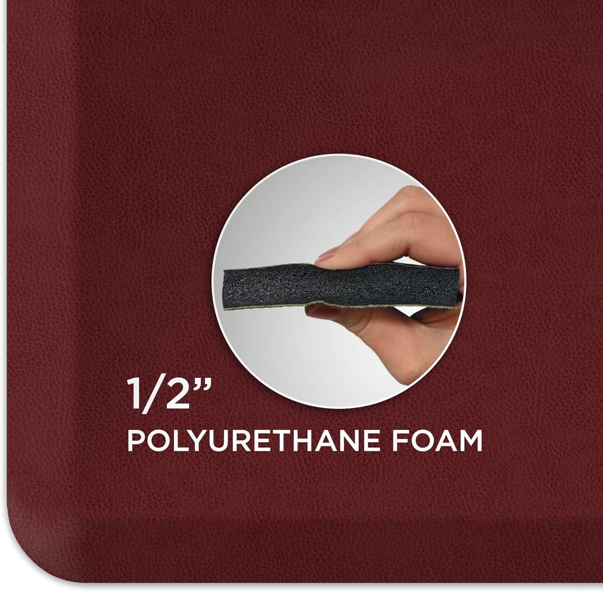 GelPro Anti Fatigue Nonslip Mat: Hard Floor Utility Mats for Garage, Patio and Kitchen - 20" x 72" x .5" - Leather Grain Cranberry