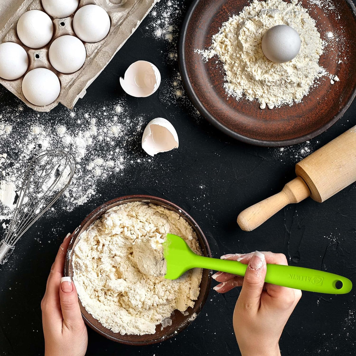 Silicone Spatula 3-piece Set, Ergonomic Handle High Heat-Resistant Spatulas, Non-stick Rubber Spatulas with Stainless Steel Core